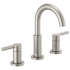 Delta Nicoli 1.2 GPM Widespread Bathroom Faucet with Lever Handles and Push Pop-Up Drain Assembly Brilliance Stainless