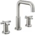 Delta Nicoli 1.2 GPM Widespread Bathroom Faucet with Cross Handles and Push Pop-Up Drain Assembly Brilliance Stainless