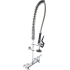 Delta Double Handle Pre-Rinse Kitchen Faucet with Ceramic Valve 8" Center Wallmount Base Lever Blade Handles and Self-Close Spray with Stainless Steel Hose from the Commercial Series Chrome