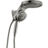 Delta HydroRain 1.75 GPM Multi Function 2-in1 Rain Shower Head and Hand Shower with H2Okinetic PowerDrench and  ProClean Lumicoat Black Stainless