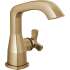 Delta Stryke 1.2 GPM Single Hole Bathroom Faucet with Push Pop-Up Drain Assembly, Helo Style Handle, and Diamond Seal Ceramic Disc Cartridges Lumicoat Champagne Bronze