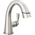 Delta Stryke 1.2 GPM Single Hole Bathroom Faucet with Pull Down Wand and Push Pop-Up Drain Assembly Lumicoat Stainless
