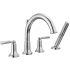 Delta Saylor Deck Mounted Roman Tub Filler with Built-In Diverter and Included Hand Shower - Less Rough In Chrome