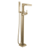 Delta Zura Floor Mounted Tub Filler with Integrated Diverter and Hand Shower - Less Rough In Champagne Bronze
