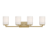 Designers Fountain Leavenworth 4 Light 33" Reversible Bathroom Vanity Light with Etched Opal Glass Shades Brushed Gold