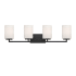 Designers Fountain Leavenworth 4 Light 33" Reversible Bathroom Vanity Light with Etched Opal Glass Shades Matte Black