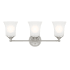 Designers Fountain Bronson 3 Light 23" Reversible Bathroom Vanity Light with Frosted Glass Shades Brushed Nickel