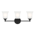 Designers Fountain Bronson 3 Light 23" Reversible Bathroom Vanity Light with Frosted Glass Shades Matte Black