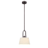 Designers Fountain Studio 9" Wide 1 Light Pendant with Off White Fabric Shade Satin Bronze