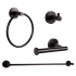Design House Kelton Piece Bathroom Package with 24.4" Towel Bar, Robe Hook, Towel Ring, Toilet Paper Holder Matte Black