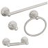 Design House Calisto Bathroom Accessory Set with 24" Center to Center Towel Bar, Towel Ring, Toilet Paper Holder, and Robe Hook Satin Nickel