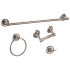Design House San Martin Bathroom Accessory Set with 24" Center to Center Towel Bar, Towel Ring, Toilet Paper Holder, and Robe Hook Satin Nickel
