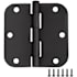 Design House 3-1/2" x 3-1/2" Butt 5/8" Radius Corner Surface Mount Door Hinge - Pack of 10 Matte Black