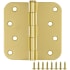 Design House 4" x 4" Plain Bearing 5/8" Radius Corner Surface Mount Door Hinge - Pack of 12 Satin Brass