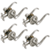 Design House Scroll Privacy Door Lever Set with Round Rose - Pack of 4 Satin Nickel