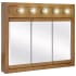 Design House Richland 36" Framed Triple Door Mirrored Medicine Cabinet with 5 Lights Nutmeg Oak