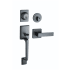 Design House Moderno Sectional Single Cylinder Keyed Entry Handleset with Karsen Interior Lever Matte Black
