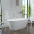 DreamLine Enigma 59" Free Standing Acrylic Soaking Tub with Center Drain, Drain Assembly, and Overflow White / Brushed Brass