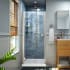 DreamLine Lumen 36" D x 36" W x 74 3/4" H Hinged Shower Door with Acrylic Base Kit Brushed Nickel