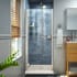 DreamLine Lumen 42" D x 42" W x 74 3/4" H Hinged Shower Door with Acrylic Base Kit Brushed Nickel