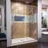 DreamLine Flex 34" D x 60" W x 74 3/4" H Semi Frameless Shower Door with Center Drain Base Kit Brushed Nickel with Biscuit Base