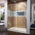DreamLine Flex 36" D x 60" W x 74 3/4" H Semi Frameless Shower Door with Left Drain Base Kit Brushed Nickel with Biscuit Base
