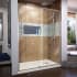 DreamLine Flex 36" D x 60" W x 74 3/4" H Semi Frameless Shower Door with Right Drain Base Kit Brushed Nickel with Biscuit Base