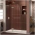 DreamLine Aqua Ultra 74-3/4" High x 60" Wide 36" Deep Hinged, Shower Screen Frameless Shower Door with Clear Glass, SlimeLine Shower Base Kit, and Left Drain Brushed Nickel with Biscuit Base