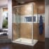 DreamLine Flex 36" D x 48" W x 74 3/4" H Semi-Frameless Pivot Shower Enclosure with Left Drain Base Kit Brushed Nickel with Biscuit Base