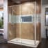 DreamLine Flex 36" D x 60" W x 74 3/4" H Semi Frameless Shower Enclosure with Left Drain Base Kit Brushed Nickel with Biscuit Base