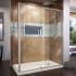 DreamLine Flex 36" D x 60" W x 74 3/4" H Semi Frameless Shower Enclosure with Right Drain Base Brushed Nickel with Biscuit Base