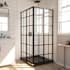 DreamLine French Corner 74-3/4" High x 42" Wide x 42" Deep Sliding Framed Shower Enclosure with Patterned Glass Matte Black