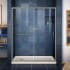 DreamLine Infinity-Z 74-3/4" High x 60" Wide 32" Deep Sliding Framed Shower Door with Clear Glass, SlimeLine Shower Base Kit, and Left Drain Brushed Nickel with Biscuit Base