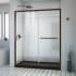 DreamLine Infinity-Z 36" D x 60" W x 74-3/4" H Clear Sliding Shower Door, Left Drain and Base with Acrylic Kit Oil Rubbed Bronze
