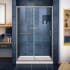 DreamLine Infinity-Z 36" D x 48" W x 74 3/4" H Sliding Shower Door and SlimLine Shower Base Kit, Clear Glass Brushed Nickel with Biscuit Base