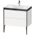 Duravit XViu 32" Wall Mounted and Free Standing Single Basin Vanity Set with Cabinet and Ceramic Vanity Top White Matte / Black