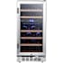 EdgeStar 15 Inch Wide 23 Bottle Built-In Dual Zone Wine Cooler with Reversible Door and LED Lighting Stainless Steel