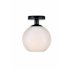Elegant Lighting Baxter 8" Wide Semi-flush Globe Ceiling Fixture Black / Frosted White