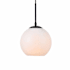 Elegant Lighting Baxter 8" Wide Mini Pendant Black / Frosted White