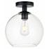 Elegant Lighting Baxter 10" Wide Semi-flush Globe Ceiling Fixture Black / Clear