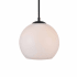Elegant Lighting Baxter 10" Wide Pendant Black / Frosted White