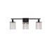 Elegant Lighting Phineas 3 Light 24" Wide Bathroom Vanity Light with Clear Royal Cut Crystals Black