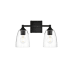 Elegant Lighting Gianni 2 Light 10" Tall Bathroom Sconce Black / Clear