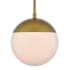 Elegant Lighting Eclipse 8" Wide Plug-In Mini Pendant with Frosted Glass Shade Brass