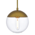 Elegant Lighting Eclipse 8" Wide Plug-In Mini Pendant with Clear Glass Shade Brass