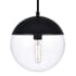 Elegant Lighting Eclipse 10" Wide Plug-In Mini Pendant with Clear Glass Shade Black