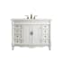 Elegant Lighting Bordeaux 48" Free Standing Single Basin Vanity Set with Cabinet and Marble Vanity Top Antique White