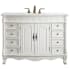 Elegant Lighting Bordeaux 48" Free Standing Single Basin Vanity Set with Cabinet and Quartz Vanity Top Antique White