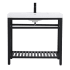 Elegant Lighting Raya 36" Specialty Cast Iron Console Bathroom Sink with Overflow and 1 Faucet Holes Black