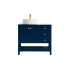 Elegant Lighting Ralph 36" Free Standing Single Basin Vanity Set with Cabinet and Glass Vanity Top Blue